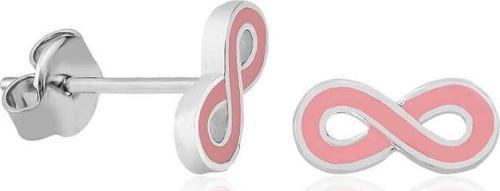 Gümüş Pembe Sonsuzluk Çivili Küpe SL4440