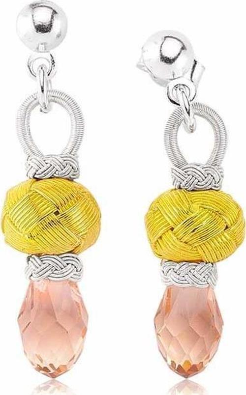 Gümüş Pembe Taşlı Kazaz Kadın Küpe SL4613