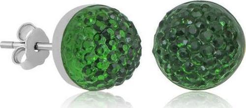 Gümüş Yeşil Kristal Çivili Kadın Küpe SL4483