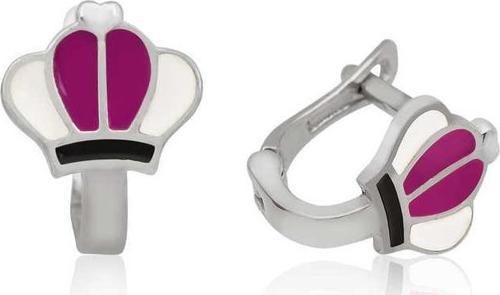 Gümüş Erguvan Taç Çocuk Küpesi SL2955