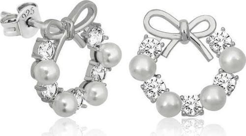 Gümüş İnci Kurdele Çivili Kadın Küpe SL4650