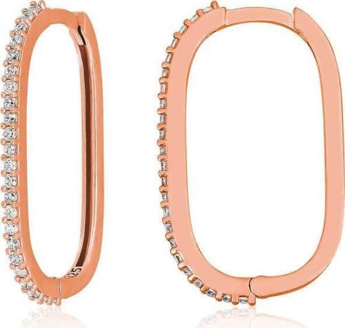 Gümüş Rose Zirkon Taşlı Halka Kadın Küpe SL5890
