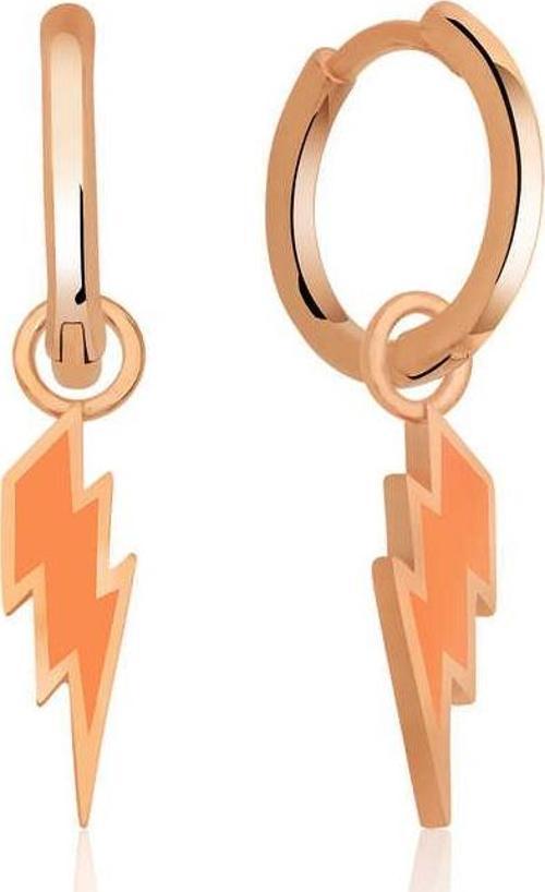 Gümüş Fosforlu Turuncu Şimşek Küpe SL3427