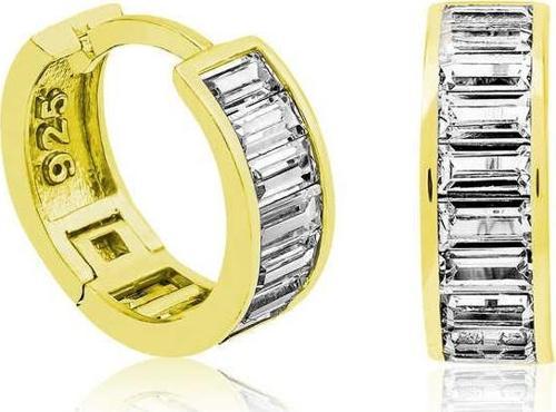 ​Gümüş Gold Baget Taşlı Halka Küpe SL5617