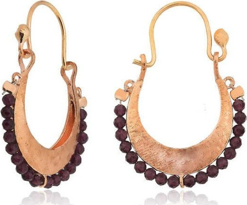 Gümüş Bordo Taşlı Bohem Küpe SL3566