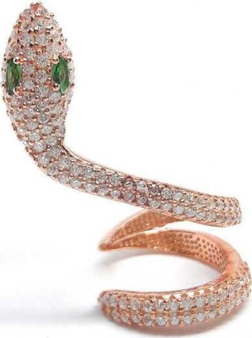 Gümüş Yeşil Gözlü Tek Kıkırdak Yılan Küpe SL3651