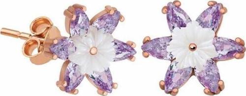 Gümüş Lila Lotus Çiçeği Küpe  SL2333