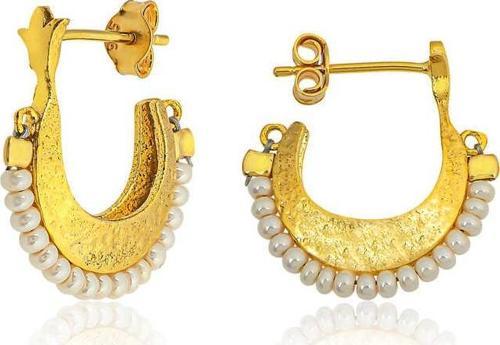 ​Gümüş Beyaz Taşlı Bohem Çivili Küpe SL3030