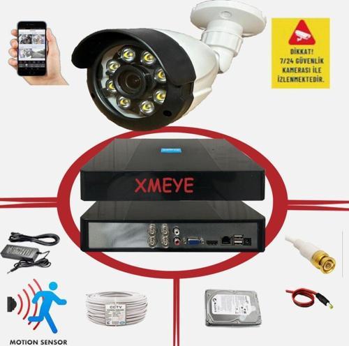 1 li Hareket Algılayan 5 MP Lens 8 Warm Led Gece Renkli Gösteren Güvenlik Kamerası Seti BS 2308W