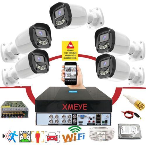 5 li Araç İnsan Yüz Tanımalı Hareket Algılayan 5 MP Lens 4 Warm Led Gece Renkli Kamera Seti 2304W