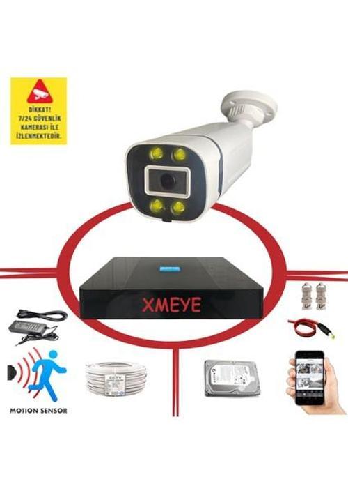 1 Kameralı Hareket Algılayan 5 MP Lens 4 Warm Led Gece Renkli Gösteren Güvenlik Kamerası Seti BS 604W