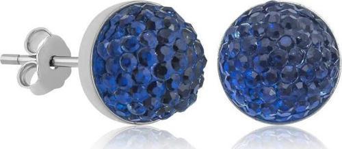 Gümüş Kristal Mavi Çivili Küpe SL2092