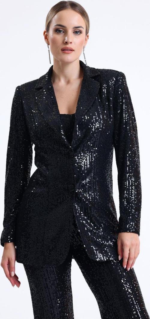 İçi Astarli Payet Abiye Ceket | Ckt34262 Siyah