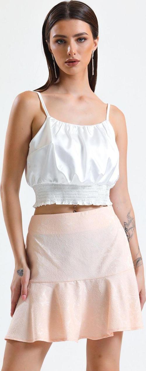 Jakarli Kisa Volanli Etek_Etk32608 Pudra