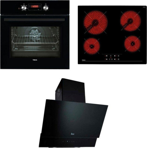 Ankastre Set; Hak 627 Bk Ankastre Fırın, Tz 6415 Ankastre Ocak, Tvt 60.1 Black Davlumbaz