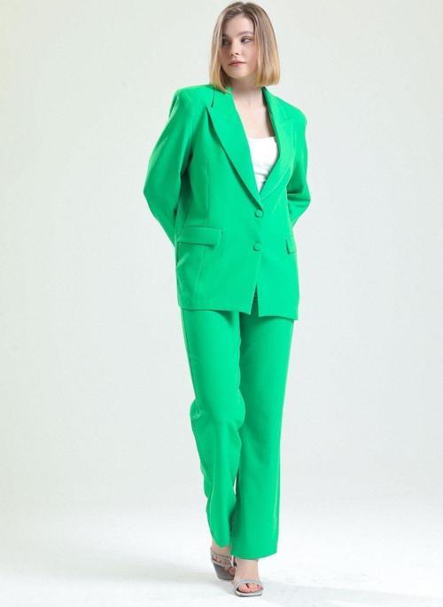 İçi Astarlı Önü Kumaş Kaplama Hürrem Ceket | Ckt34296 Yesıl