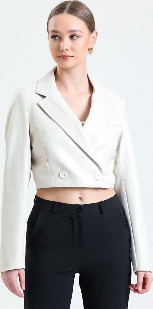 Astarlı Suni Deri Kısa Ceket | Ckt34324 Krem