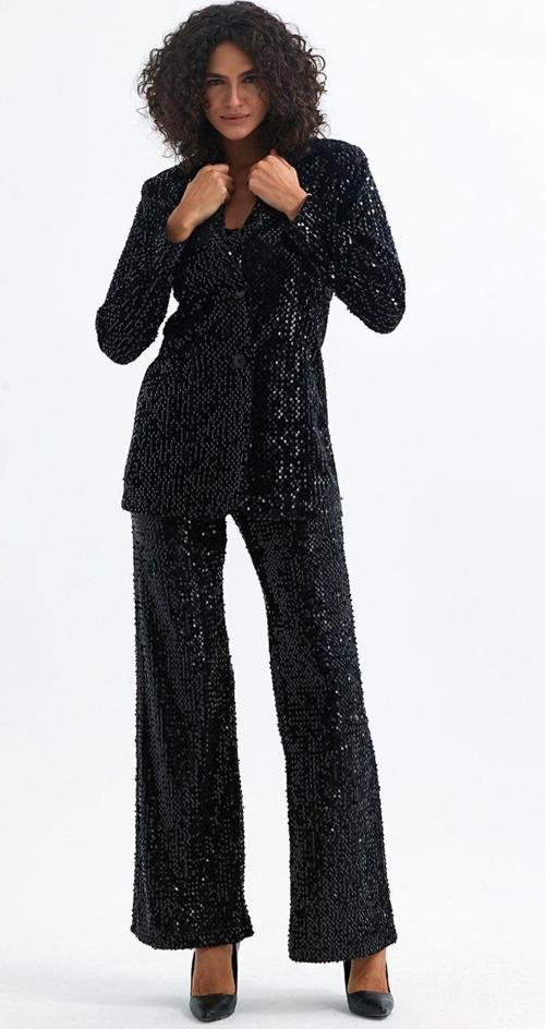 Astarlı Pul Payet Abiye Ceket Ckt35369 Siyah Siyah