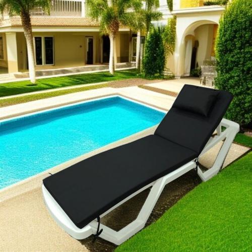 LÜKS ŞEZLONG MİNDERİ YASTIKLI 5CM SÜNGER SİYAH 175*55*5