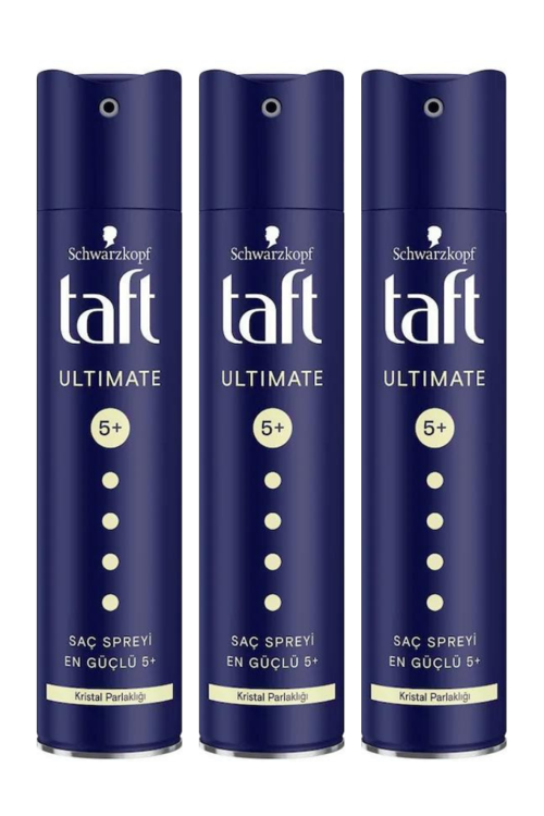 Taft Ultimate Saç Spreyi 5+ Kristal Parlaklığı 250 Ml 3 Adet