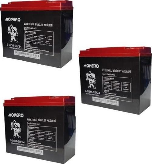 12V-20 AMPER DİK  E-BIKE AKÜ 3'LÜ PAKET 24 amper ebatlarında EBATLAR: 180 x 78 x 170mm