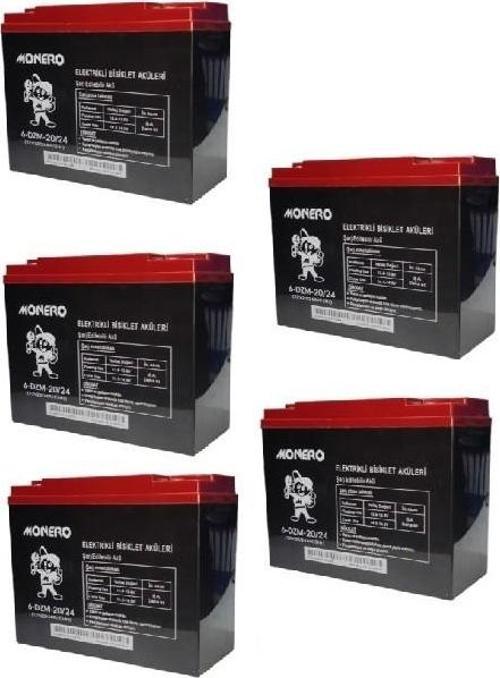 12V-20 AMPER DİK  E-BIKE AKÜ 5'LÜ PAKET 24 amper ebatlarında EBATLAR: 180 x 78 x 170mm