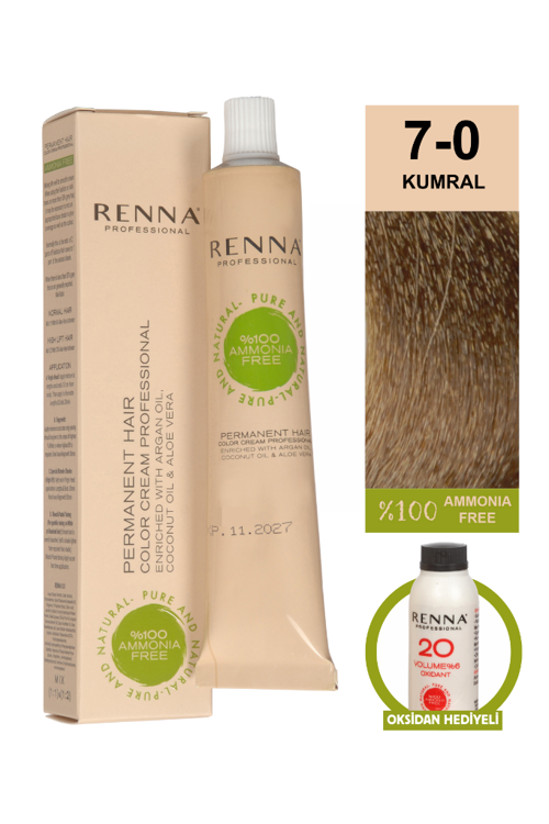 Bitkisel Amonyaksız Saç Boyası 60 Ml 7-0 Kumral Oksidan Hediyeli