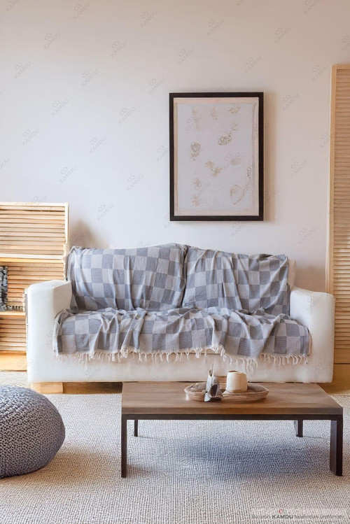 180X200Cm Ekose Desen Koltuk Örtüsü, Pamuk Koltuk Örtüsü, Lüks Koltuk Örtüsü