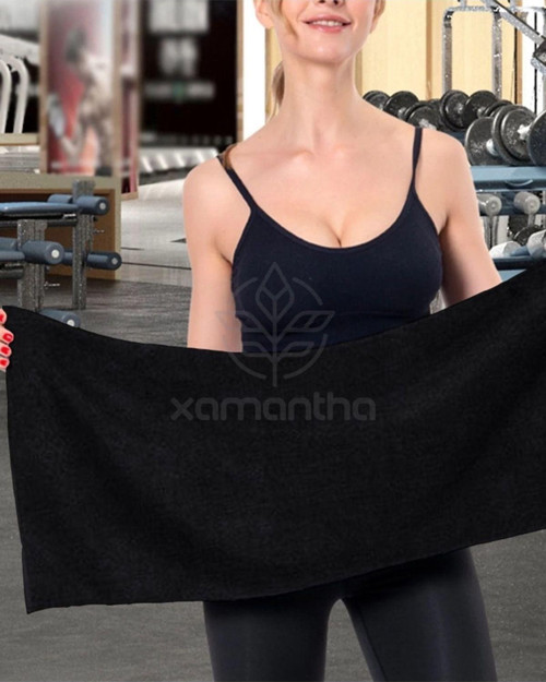 Siyah Spor Fitness Havlusu 30X85 Cm %100 Pamuk