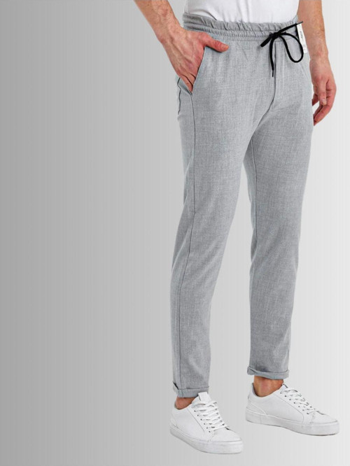 2025 Kore Tarz Beli Lastikli Düz Paça Jogger Pantolon Jd12 Gri 29