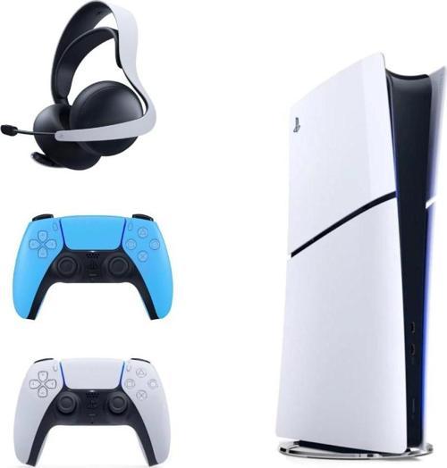 Playstation 5 Slim İthalatçı Garantili + 2.  Mavi Dualsense + Pulse 3D Kablosuz Kulaklık