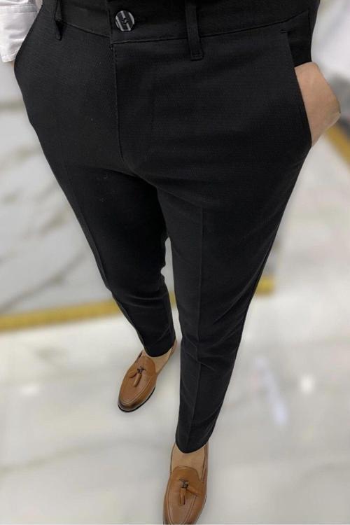 2025 Casual Slim Fit Kumaş Pantolon Ktn2 Siyah 36