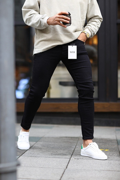 Japon Kesim Slim Fit Likralı Kot Pantolon 2024 Sk1 Siyah 38