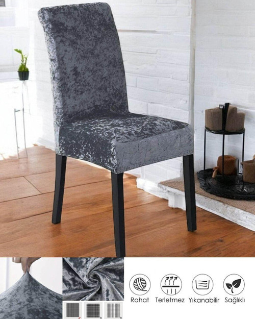 Kaliteli Likralı Kadife Sandalye Örtüsü Sandalye Kılıfı Mutfak Sandalye Örtüsü Sandalye Koruma Tekli