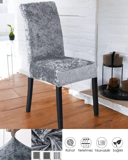 Kaliteli Likralı Kadife Sandalye Örtüsü Sandalye Kılıfı Mutfak Sandalye Örtüsü Sandalye Koruma Tekli