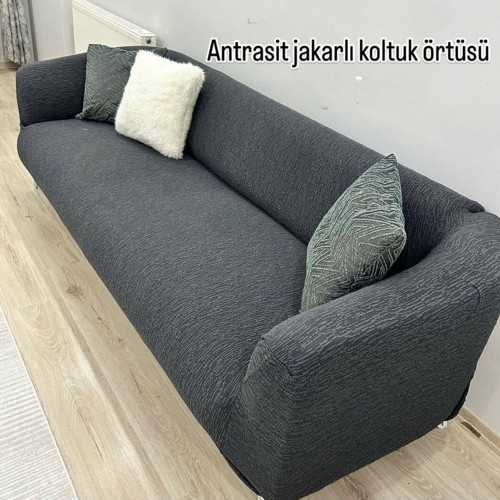 Düz Jakarlı 3 Kişilik Kanepe Örtüsü Lastikli