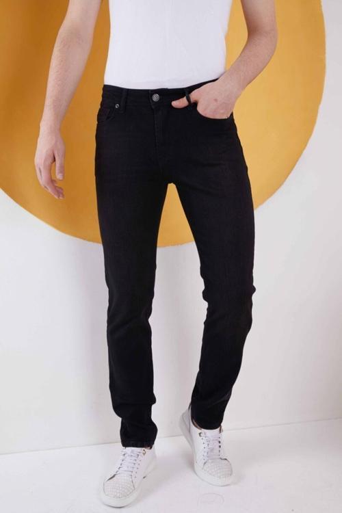 Erkek Siyah Slim Fit Likralı Kot Pantolon Sk1 Siyah 34/33