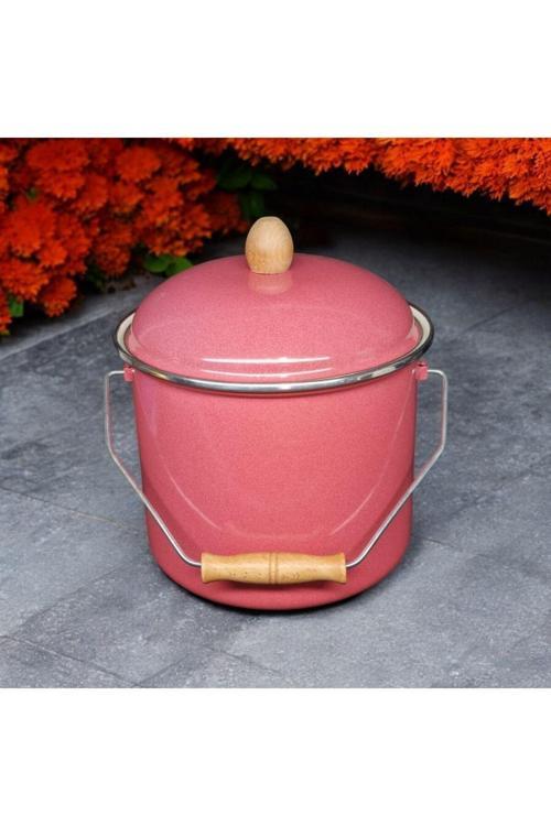 Emaye Yoğurt Tenceresi Emaye Bakraç 20cm 5lt Kırmızı