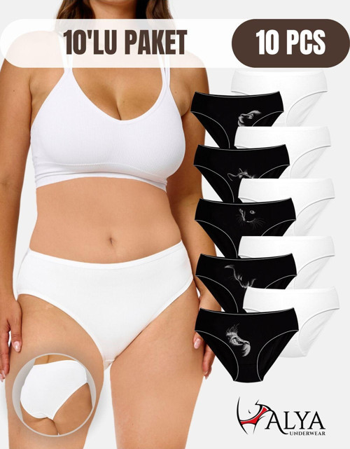 Kadın Pamuklu Külot Basic Slip Renkli 10'lu Paket ( Multicolor-x17 )