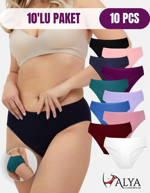 Kadın Külot Pamuklu Renkli Bato Slip - Renkli Iç Çamaşırı - 10'lu Paket