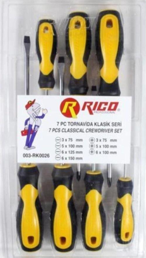003-Rk0026 7 Yedi Parça Klasik Tornavida Seti Takımı