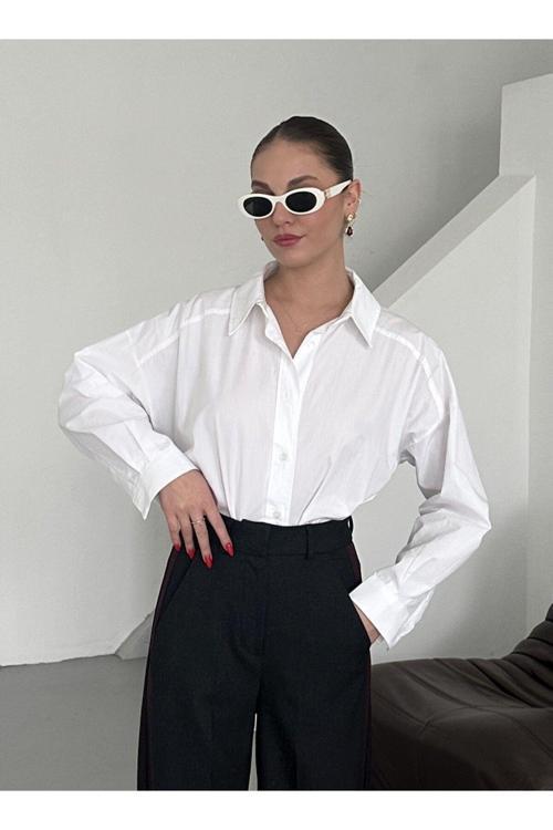Beyaz Poplin Gömlek - 4943