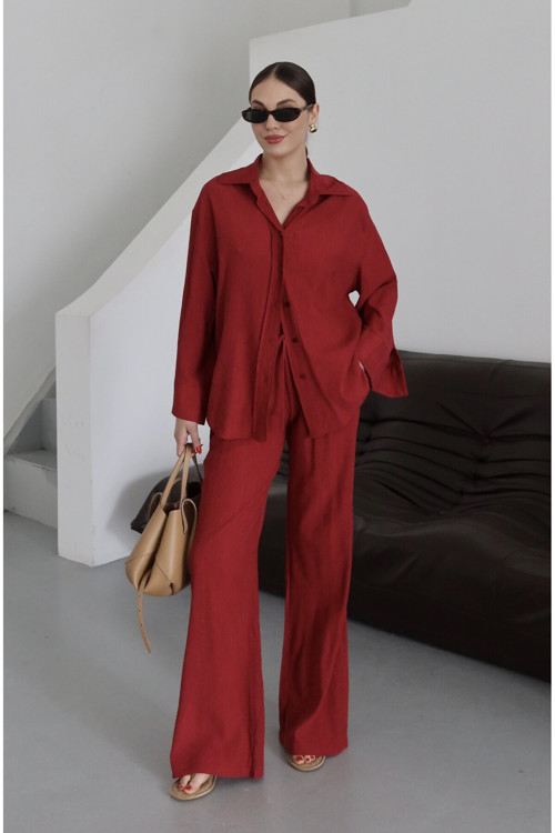 Bordo Pekin Kimono Takım - 912059