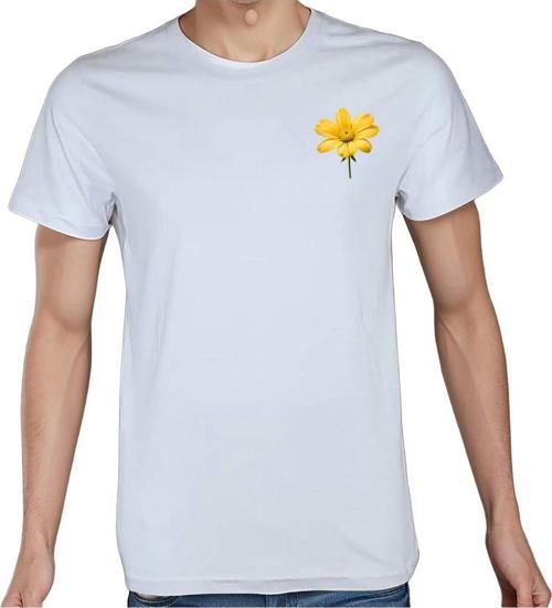 Flower T-Shirt %100 Pamuklu Beyaz Penye Basic Erkek Tişört Beyaz XL