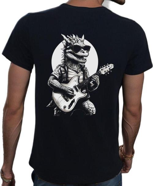 Guitar T-Shirt %100 Pamuklu Siyah Penye Basic Erkek Tişört Siyah S