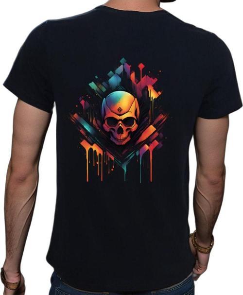 Skull T-Shirt %100 Pamuklu Siyah Penye Basic Erkek Tişört Siyah L