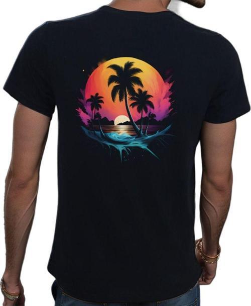 Hawaii T-Shirt %100 Pamuklu Siyah Penye Basic Erkek Tişört Siyah M