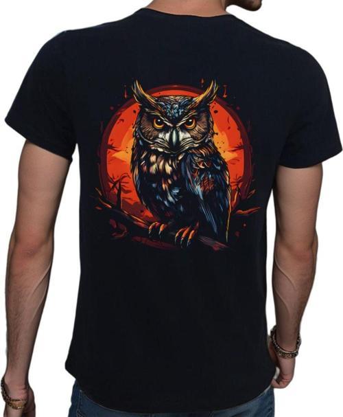 Owl T-Shirt %100 Pamuklu Siyah Penye Basic Erkek Tişört Siyah M