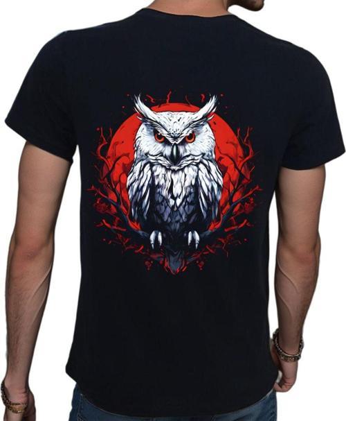 Owl T-Shirt %100 Pamuklu Siyah Penye Basic Erkek Tişört Siyah 2XL