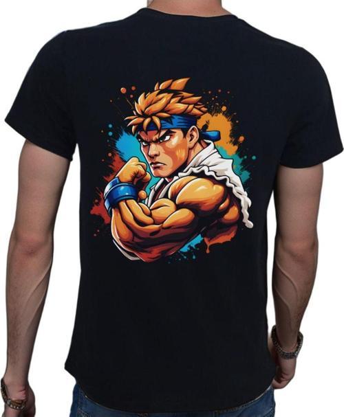 Splash Fight T-Shirt %100 Pamuklu Siyah Penye Basic Erkek Tişört Siyah L